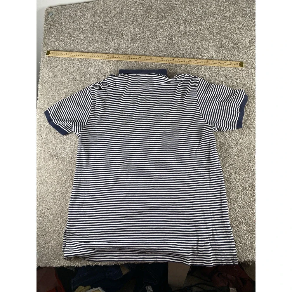 Polo Ralph Lauren Blue/White Striped Polo Mens XL Relaxed Cotton Polo Red Pony